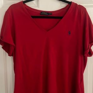 Red Ralph Lauren V-neck T-shirt